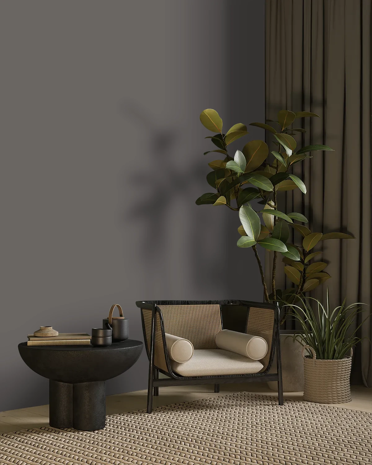 Nippon Paint's MIDNIGHT RUNNER color on a beautifully decorated wall.