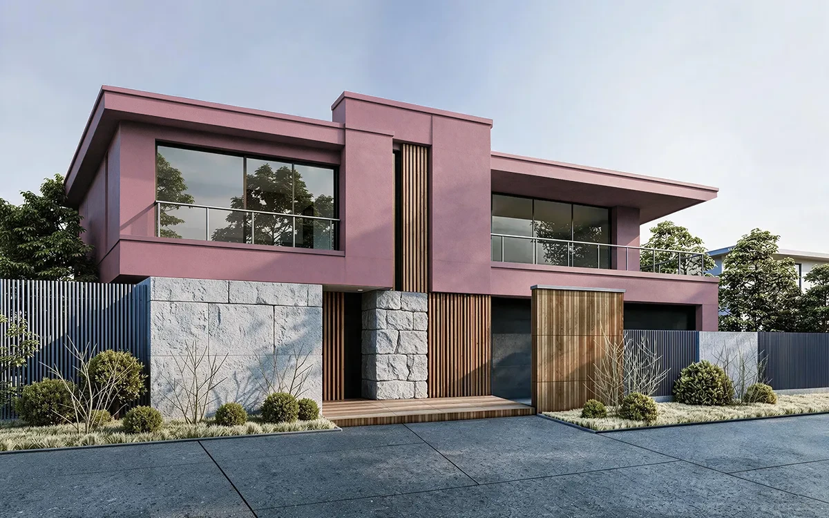Nippon Paint's MINIATURE ROSE color on different wall surfaces.