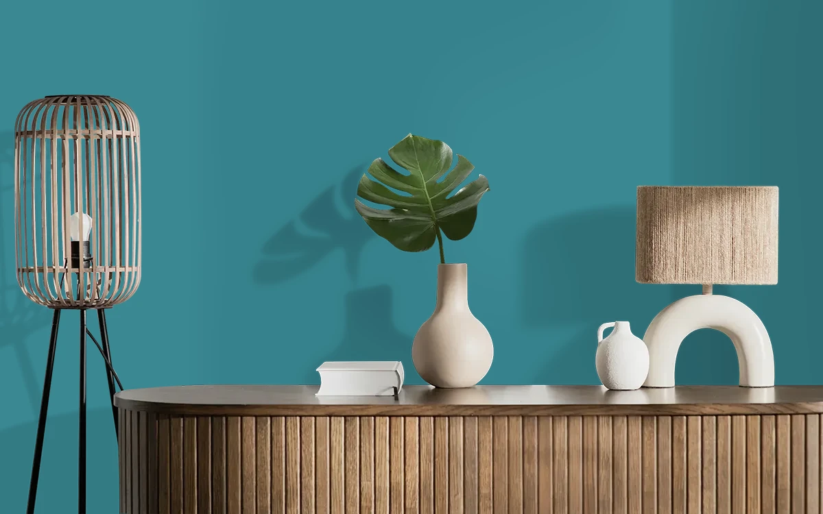 Nippon Paint's MINTY MARVEL color on different wall surfaces.