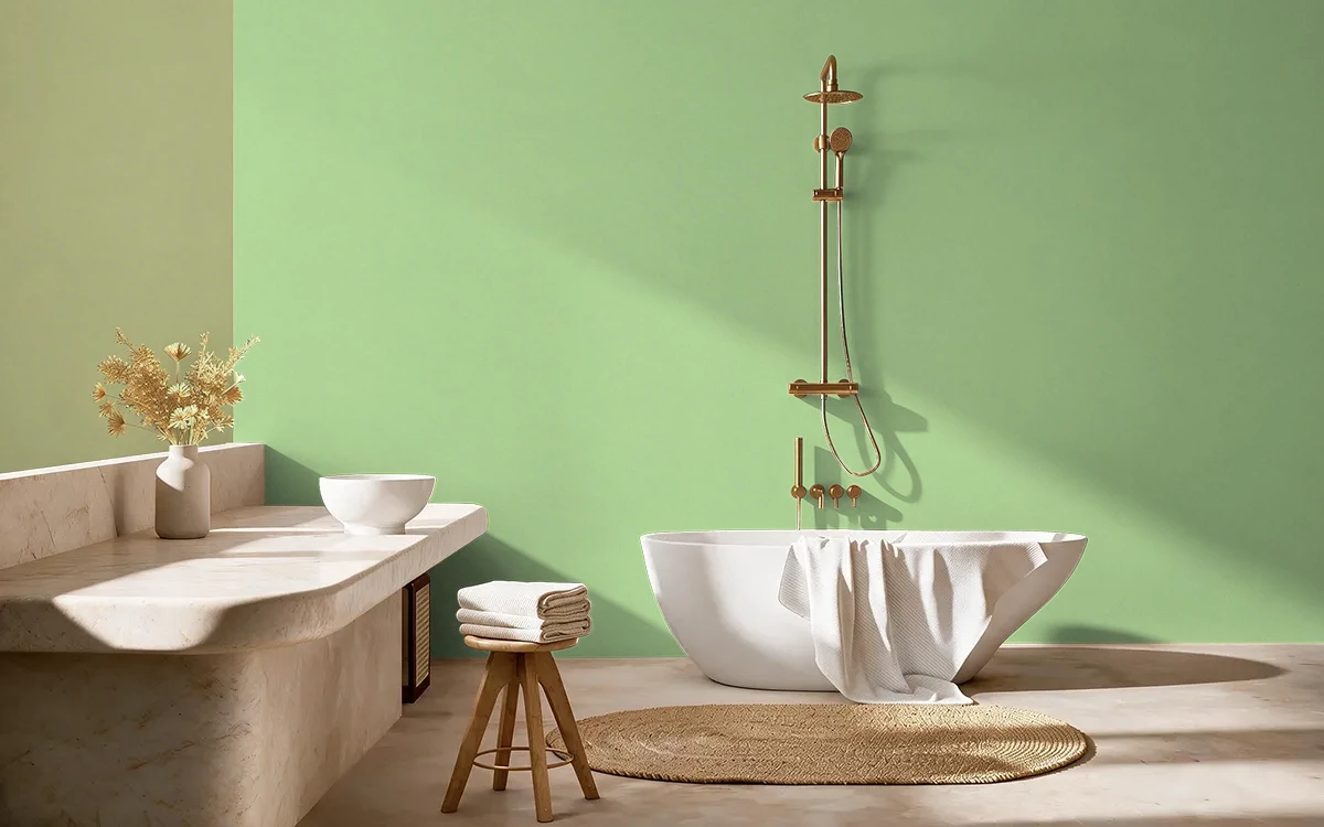 Nippon Paint's MINTY SOUL color on different wall surfaces.