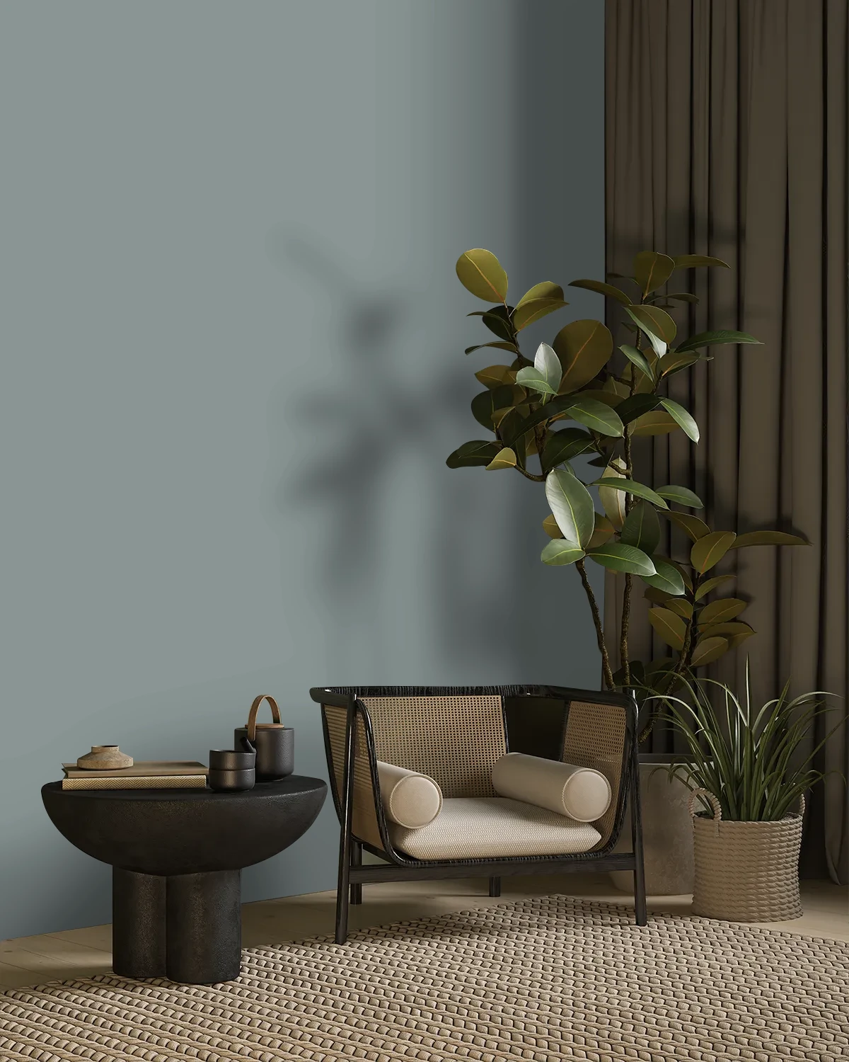 Nippon Paint's MISTY FLARE color on a beautifully decorated wall.
