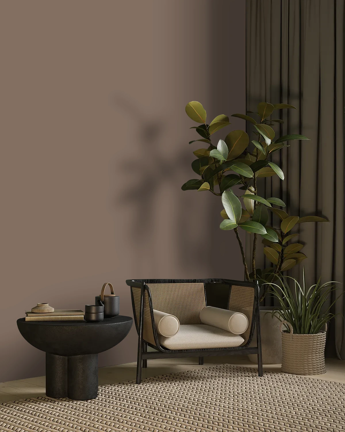 Nippon Paint's MOCHA LOVER color on a beautifully decorated wall.