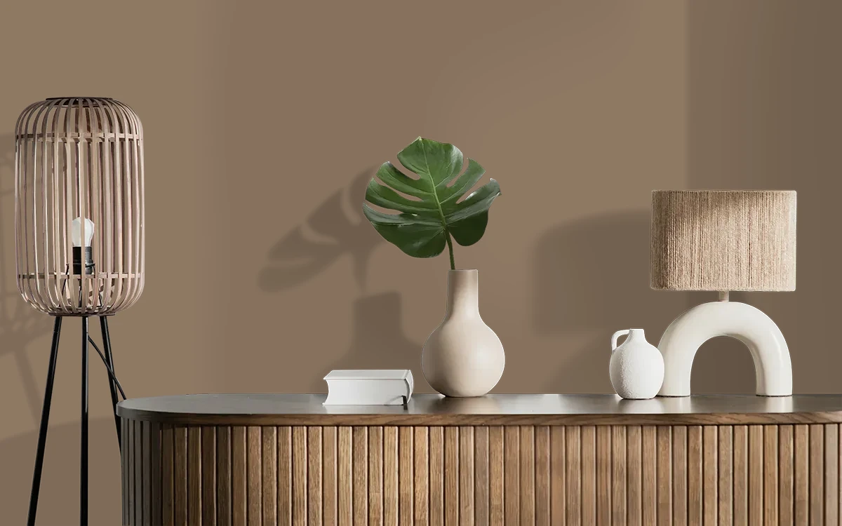 Nippon Paint's MOCHA MAGIC color on different wall surfaces.