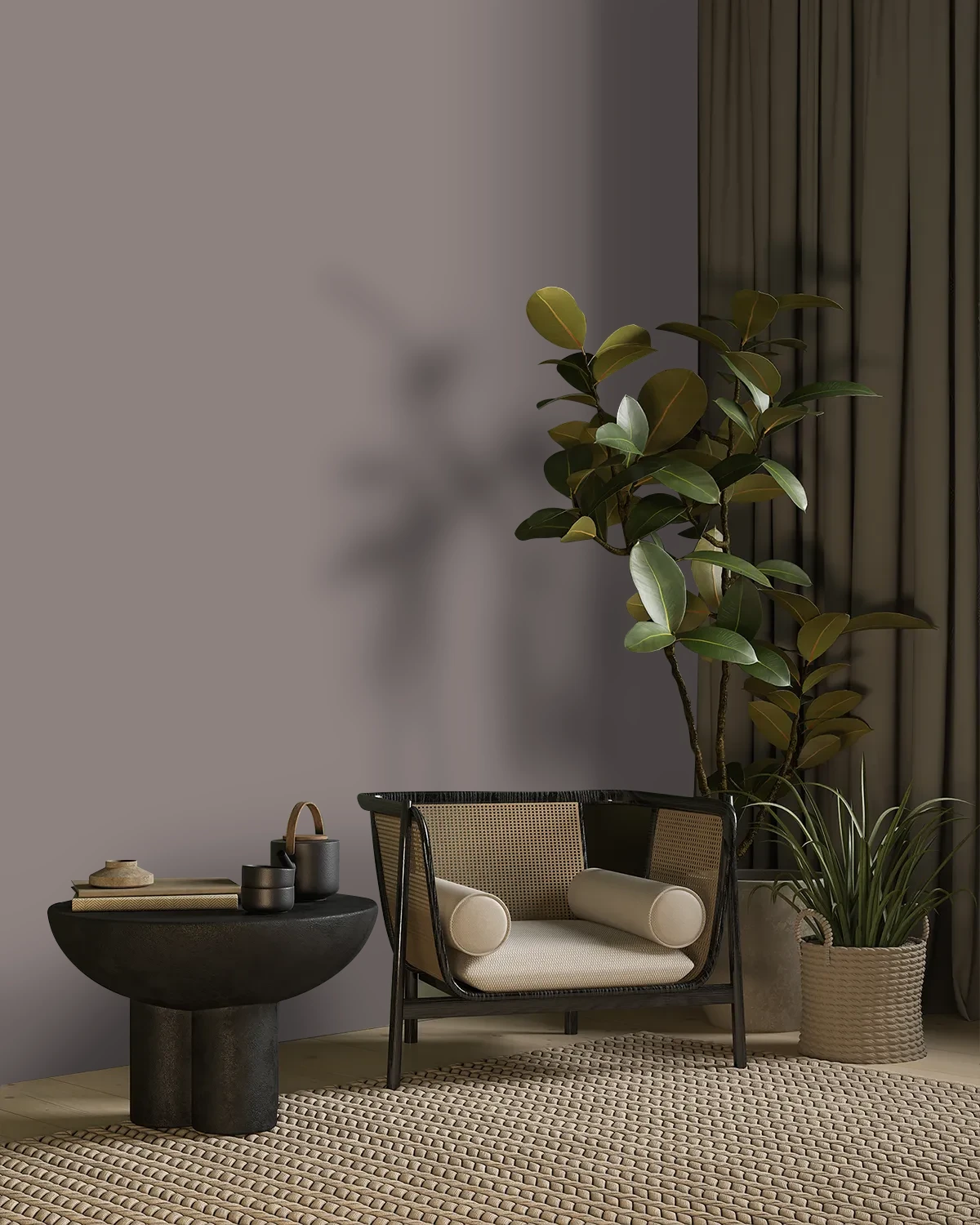 Nippon Paint's MOCHA WHIRL color on a beautifully decorated wall.