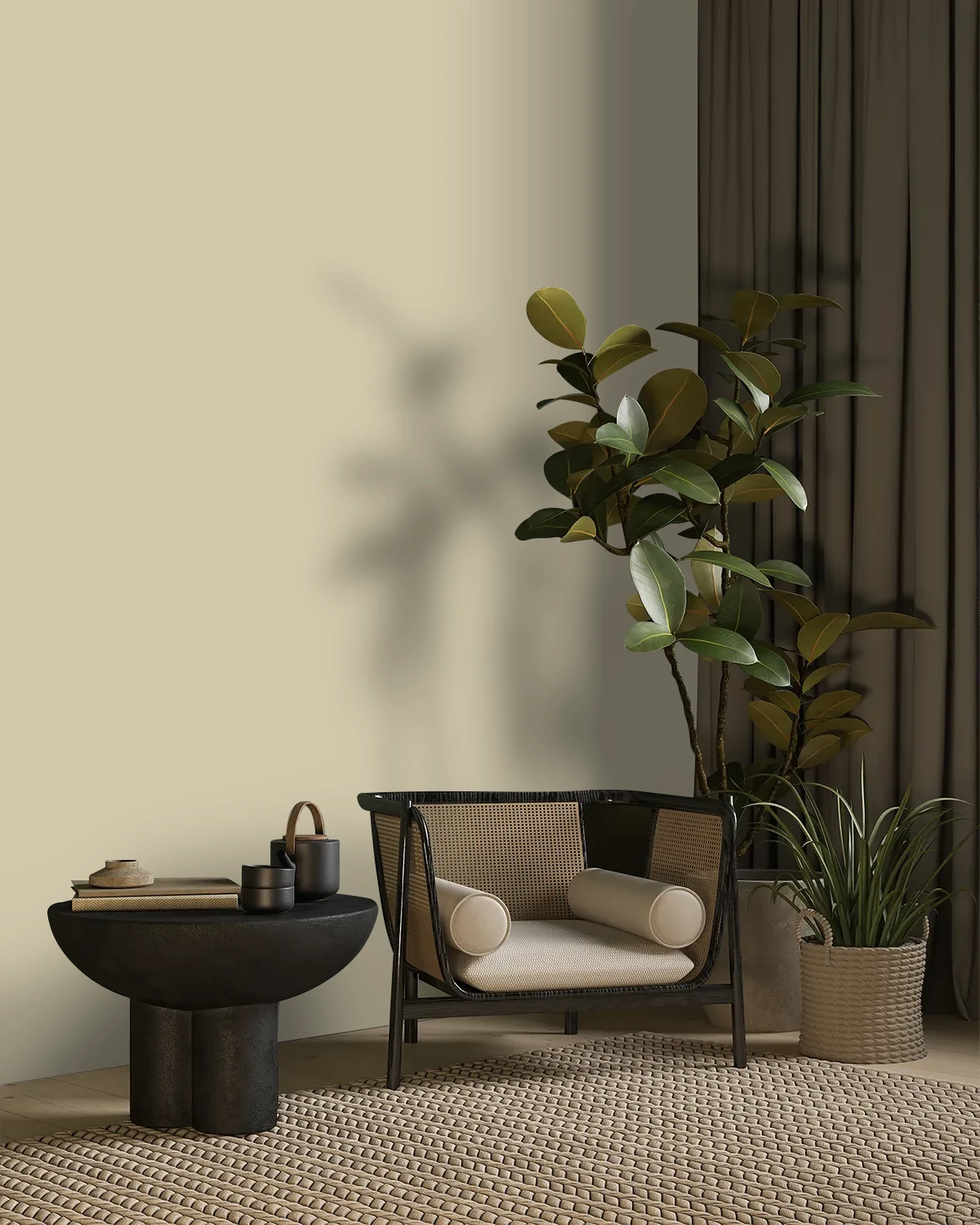 Nippon Paint's MOLTEN CARAMEL color on a beautifully decorated wall.