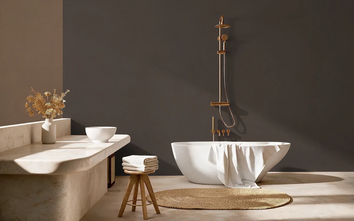 Nippon Paint's MOLTEN ROCK color on different wall surfaces.