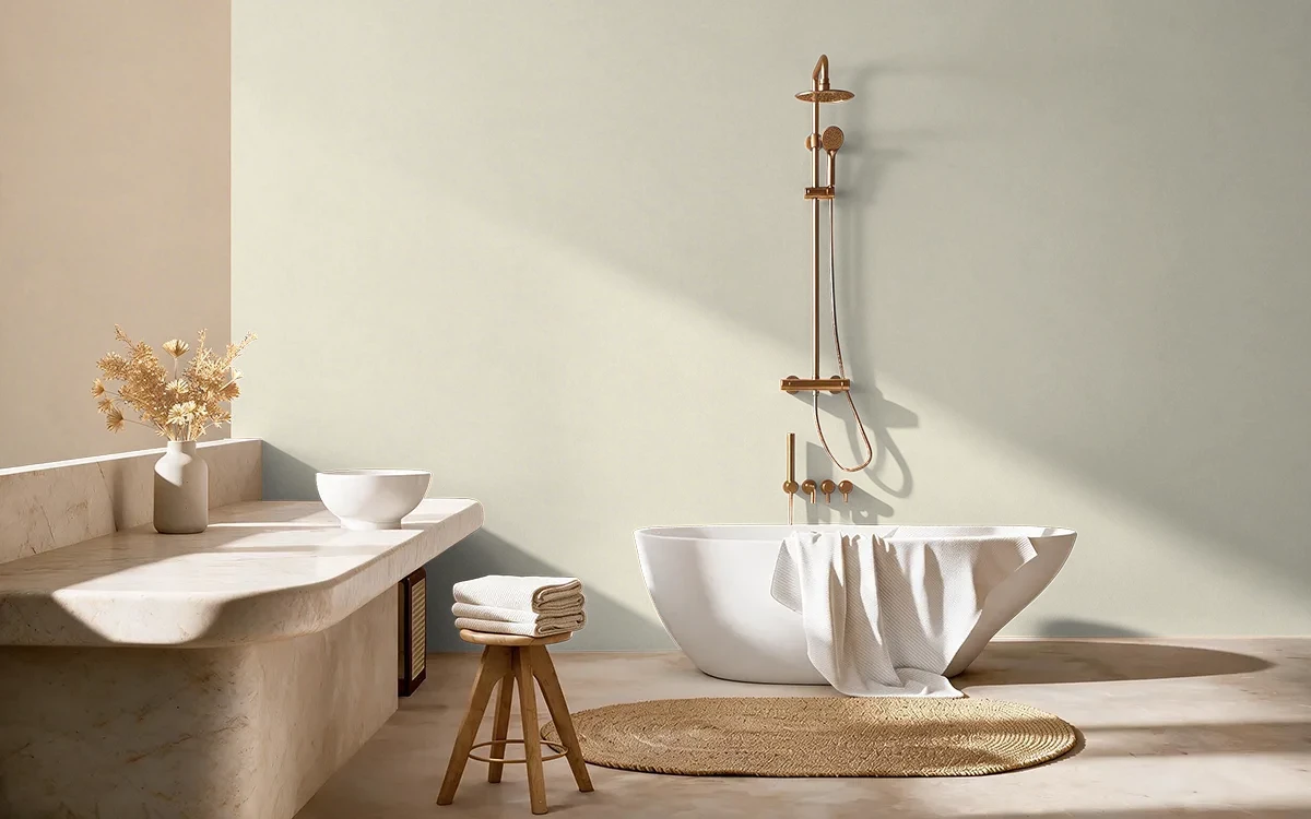 Nippon Paint's MOONLIGHT color on different wall surfaces.