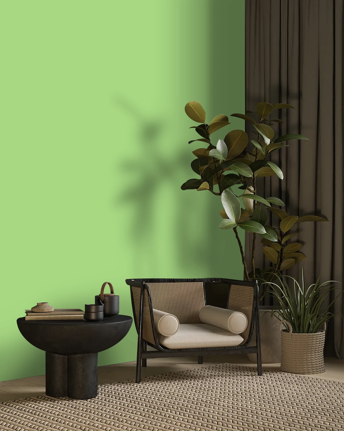 Nippon Paint's MORNING CLOVER color on a beautifully decorated wall.