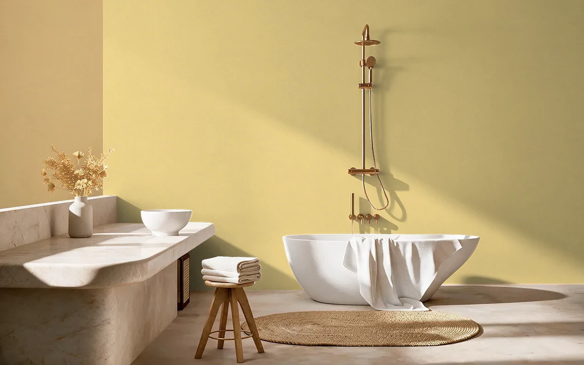 Nippon Paint's MORNING DAWN color on different wall surfaces.
