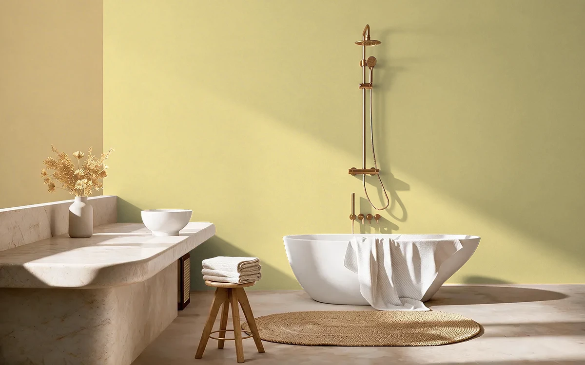 Nippon Paint's MORNING DELIGHT color on different wall surfaces.