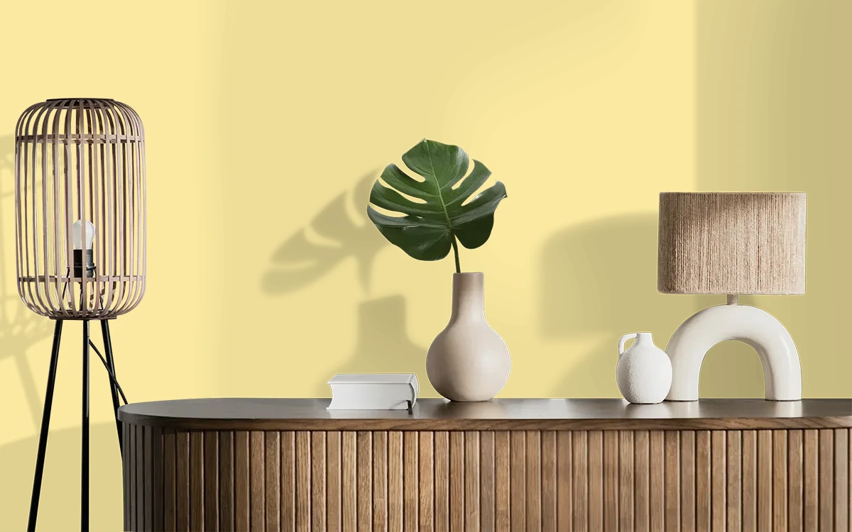 Nippon Paint's MORNING DELIGHT color on different wall surfaces.