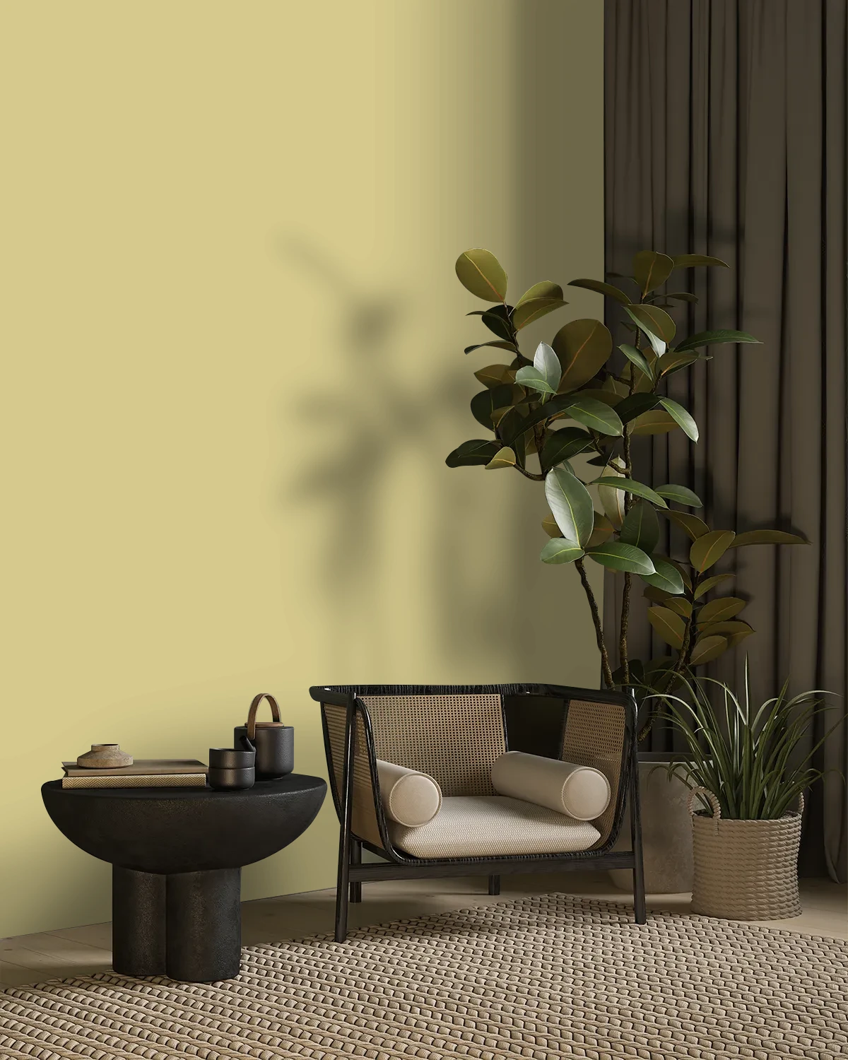 Nippon Paint's MOSS PRINT color on a beautifully decorated wall.