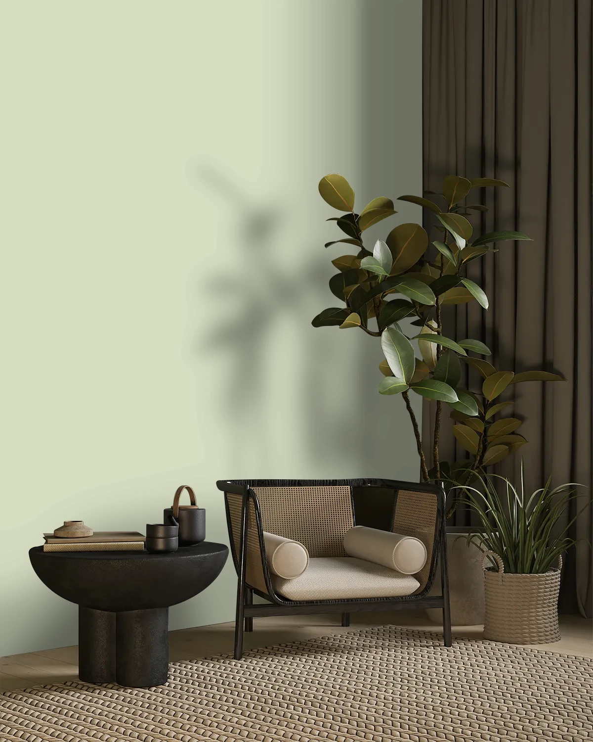 Nippon Paint's MOSSY FLARE color on a beautifully decorated wall.