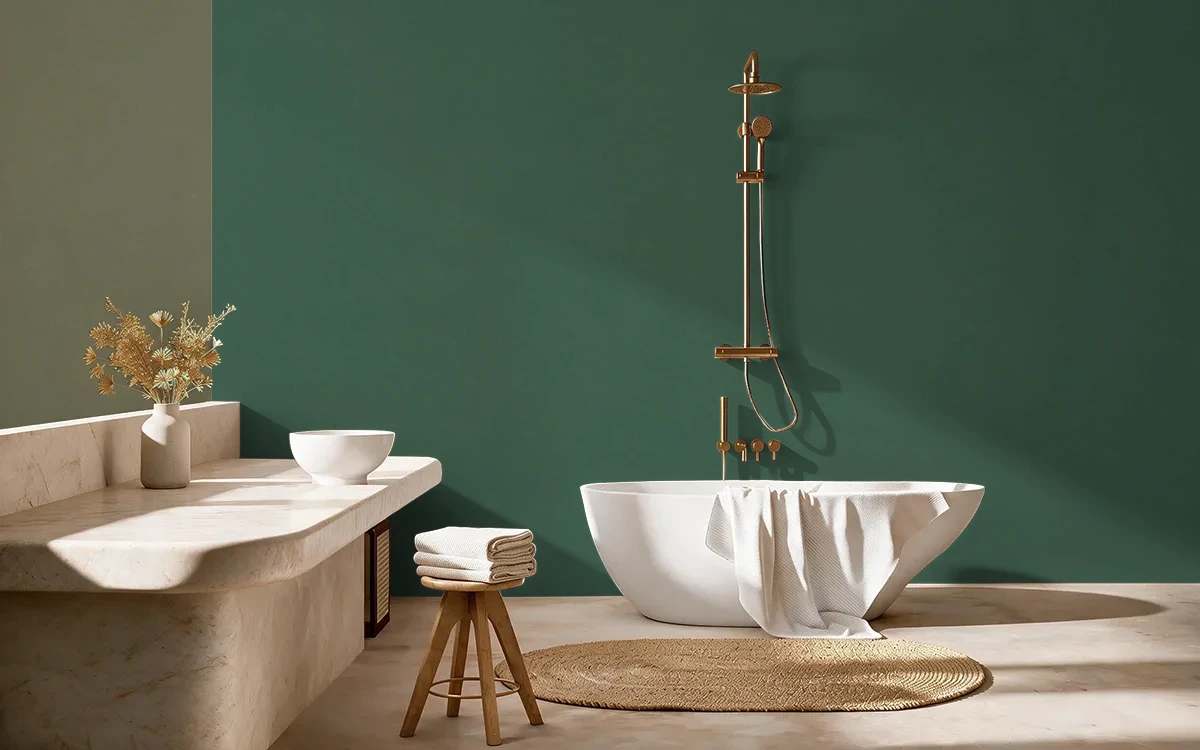 Nippon Paint's MOSSY MAUVE color on different wall surfaces.