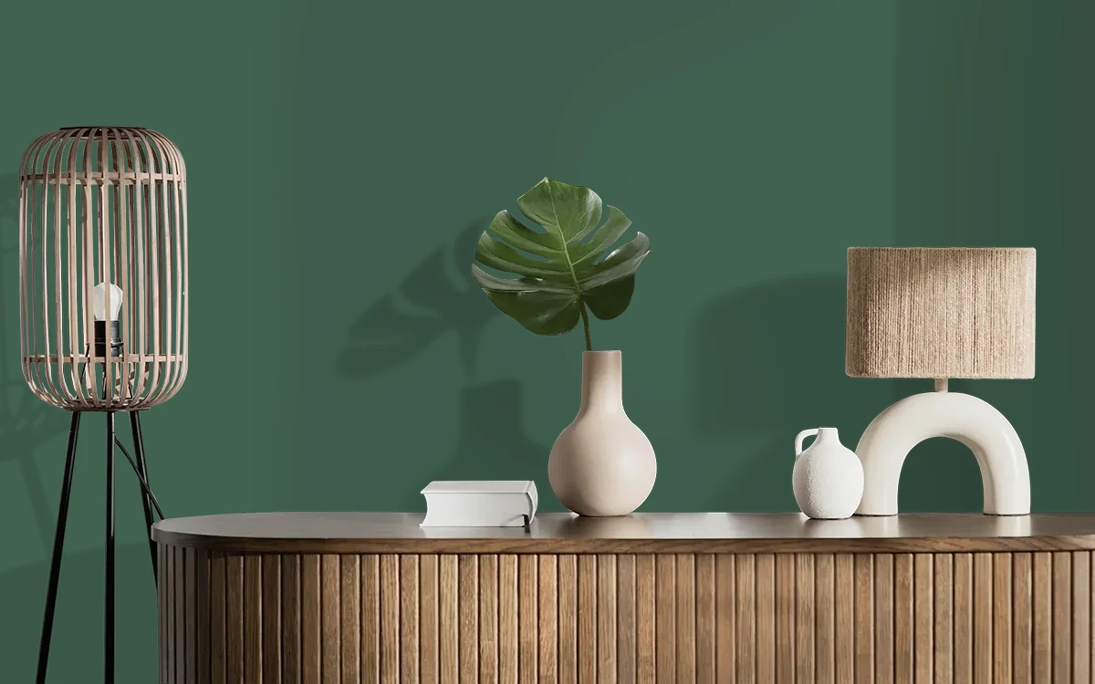 Nippon Paint's MOSSY MAUVE color on different wall surfaces.