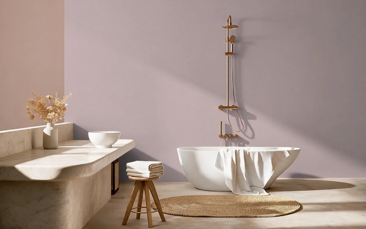 Nippon Paint's MOUNTAIN HAZE color on different wall surfaces.