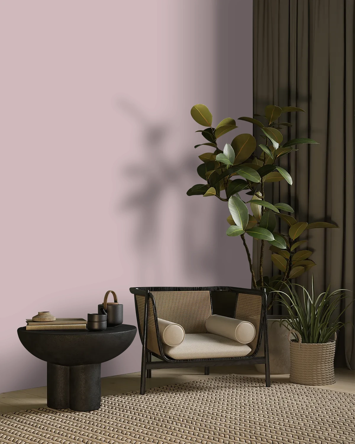 Nippon Paint's MOUNTAIN HAZE color on a beautifully decorated wall.