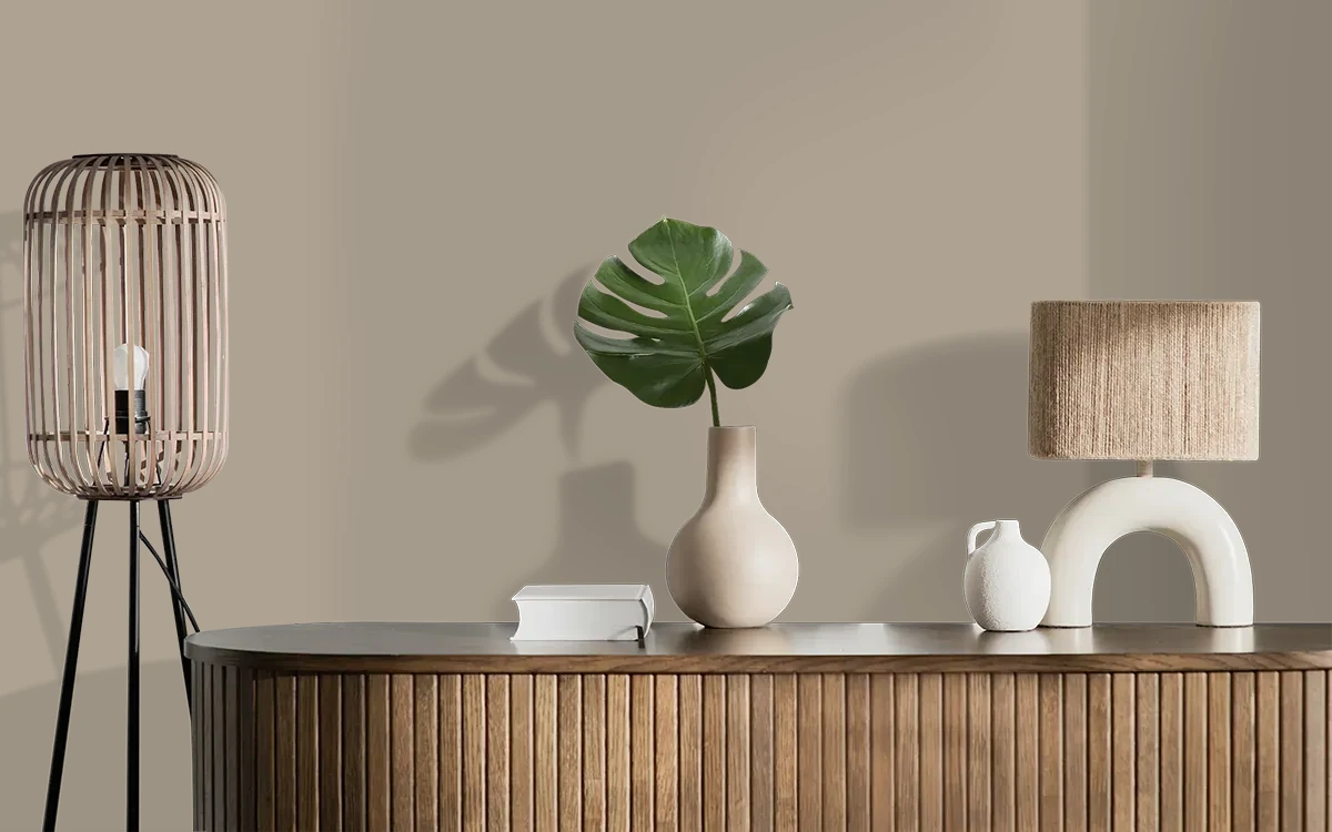 Nippon Paint's MUD HOUSE color on different wall surfaces.