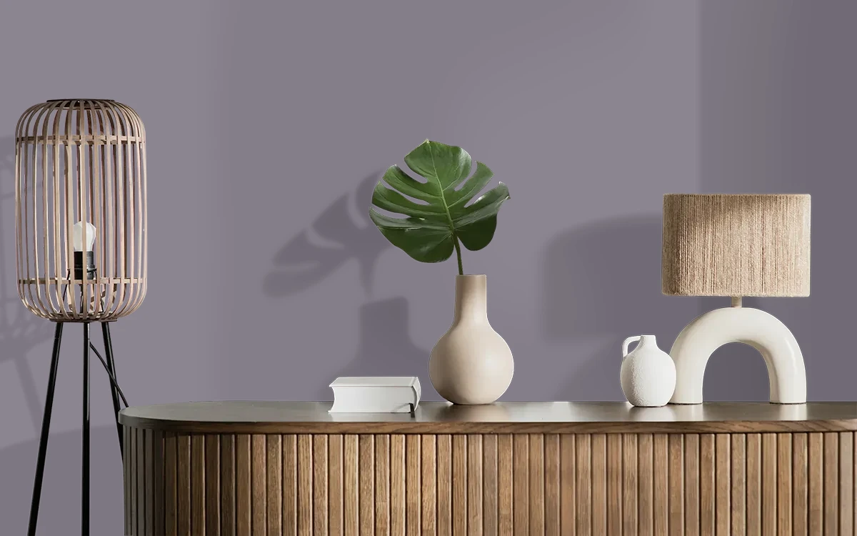 Nippon Paint's MULBERRY MARVEL color on different wall surfaces.