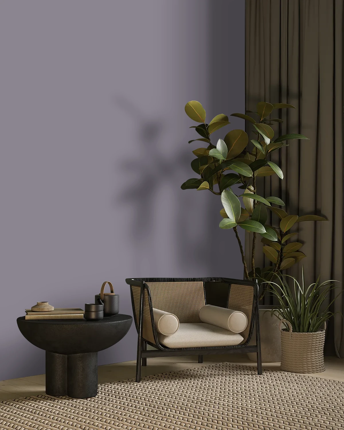 Nippon Paint's MULBERRY MARVEL color on a beautifully decorated wall.