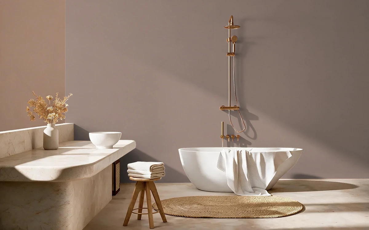 Nippon Paint's MUSHROOM BROWN color on different wall surfaces.
