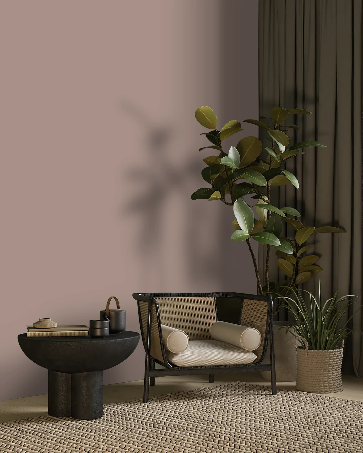 Nippon Paint's MUSHROOM BROWN color on a beautifully decorated wall.