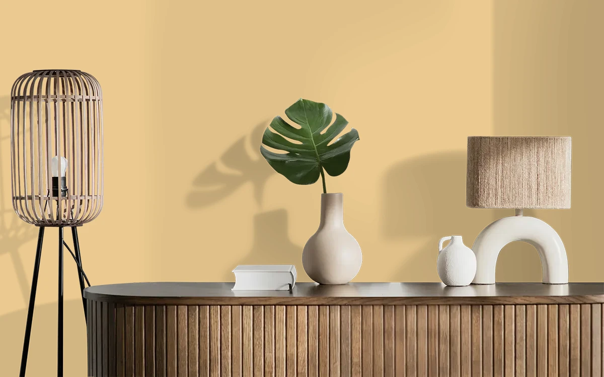 Nippon Paint's MUSTARD MIX color on different wall surfaces.