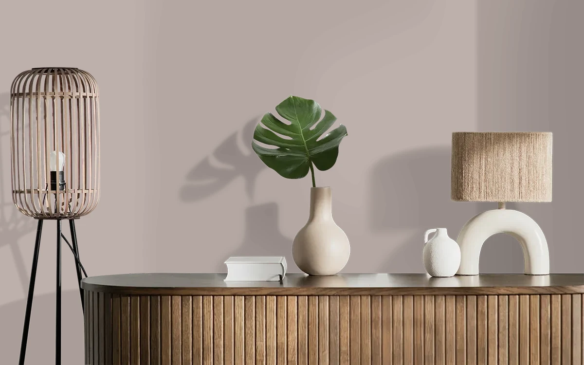 Nippon Paint's MUTED MAUVE color on different wall surfaces.