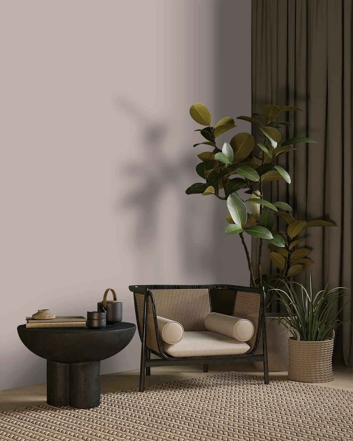 Nippon Paint's MUTED MAUVE color on a beautifully decorated wall.