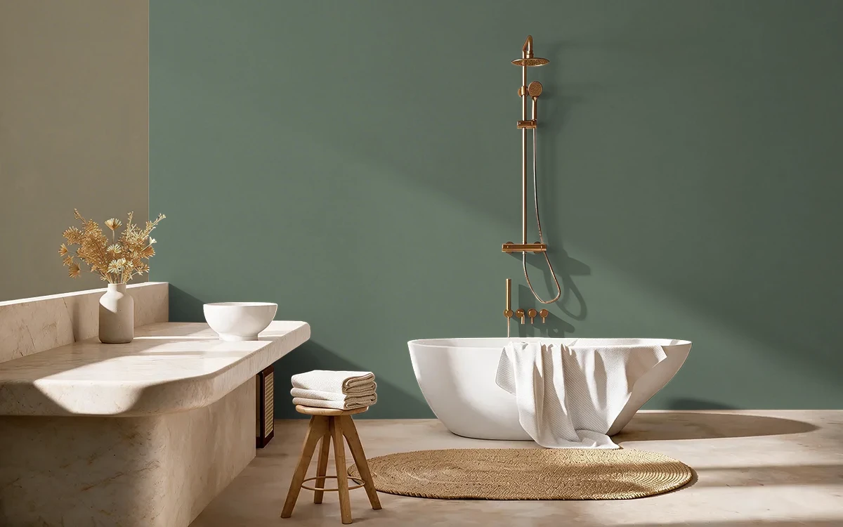 Nippon Paint's MUTED MINT color on different wall surfaces.