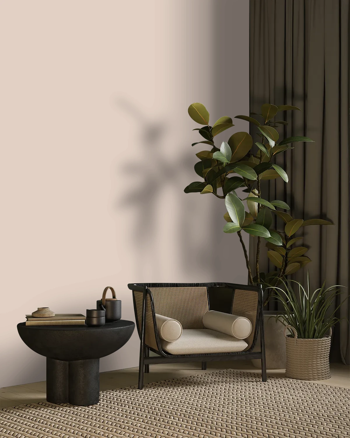 Nippon Paint's MUTED NUDE color on a beautifully decorated wall.