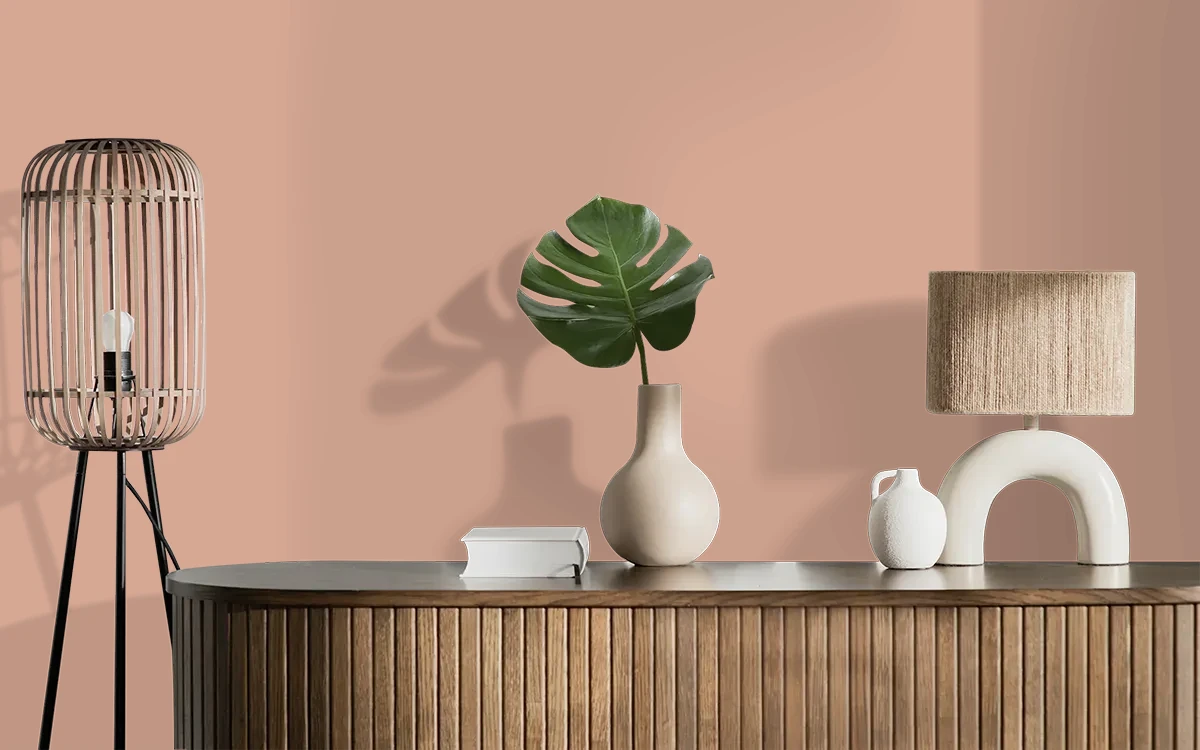 Nippon Paint's MY KNAPSACK color on different wall surfaces.