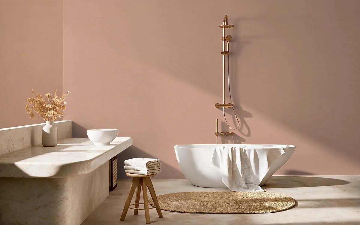 Nippon Paint's MY KNAPSACK color on different wall surfaces.