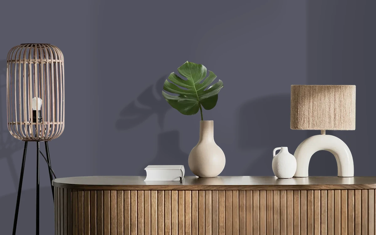 Nippon Paint's MYSTERIOUS BLUE color on different wall surfaces.