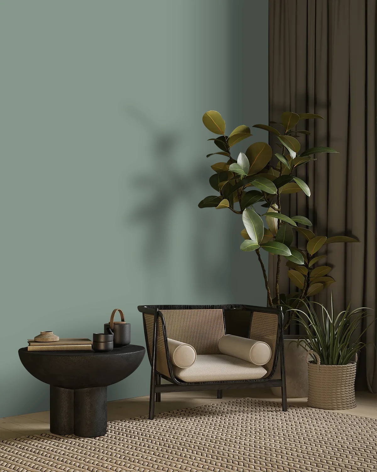Nippon Paint's MYSTIC FERN color on a beautifully decorated wall.