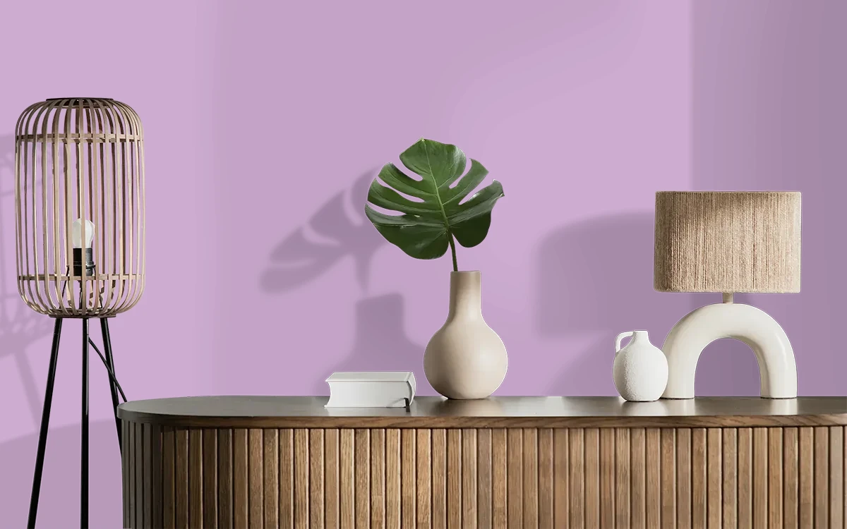 Nippon Paint's NATALIE'S NICHE color on different wall surfaces.