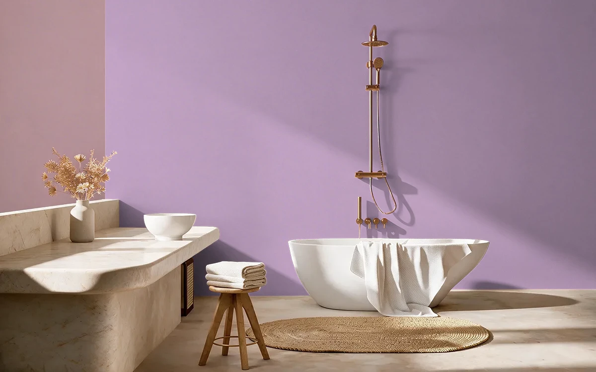 Nippon Paint's NATALIE'S NICHE color on different wall surfaces.