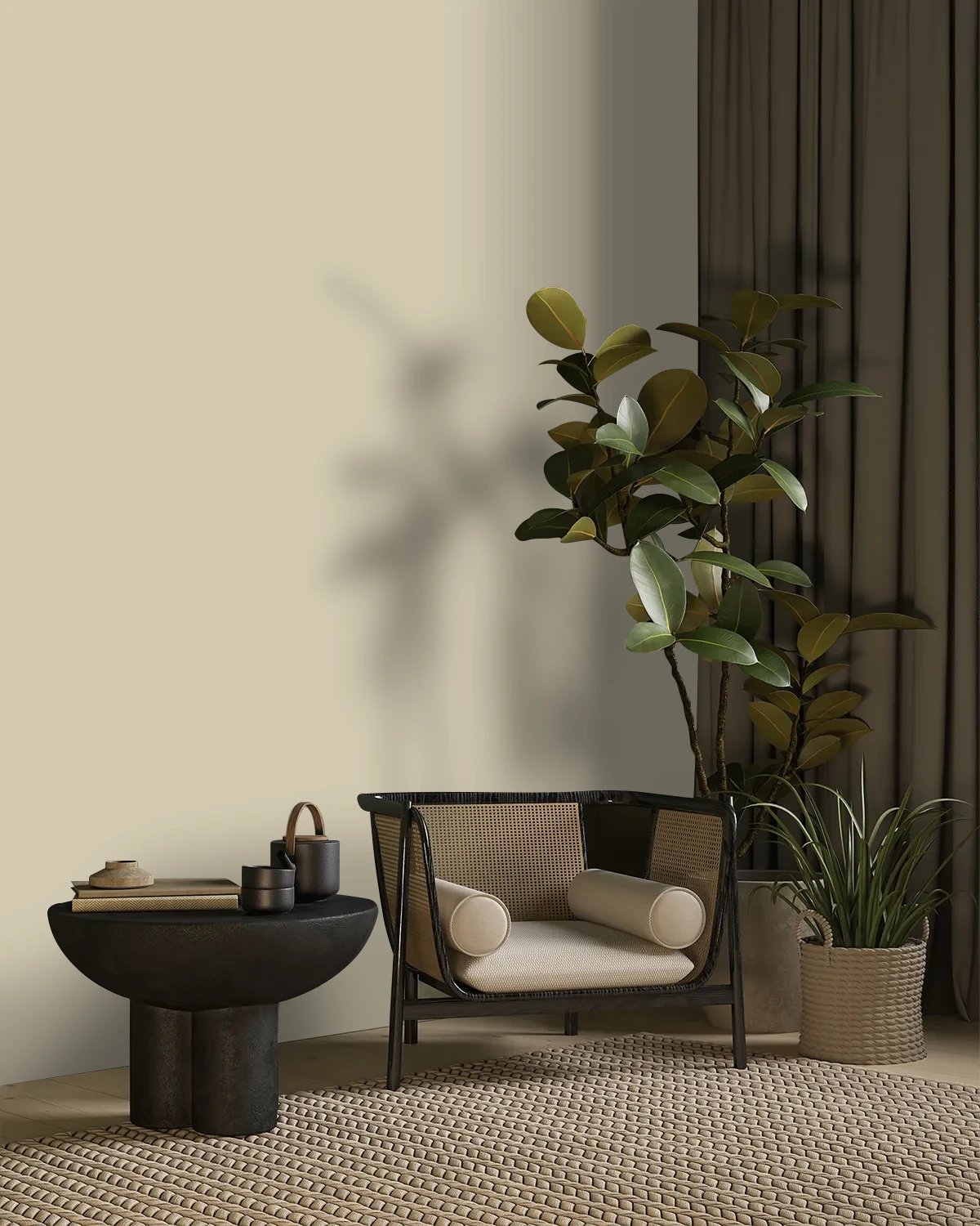 Nippon Paint's NATURAL ALMOND color on a beautifully decorated wall.