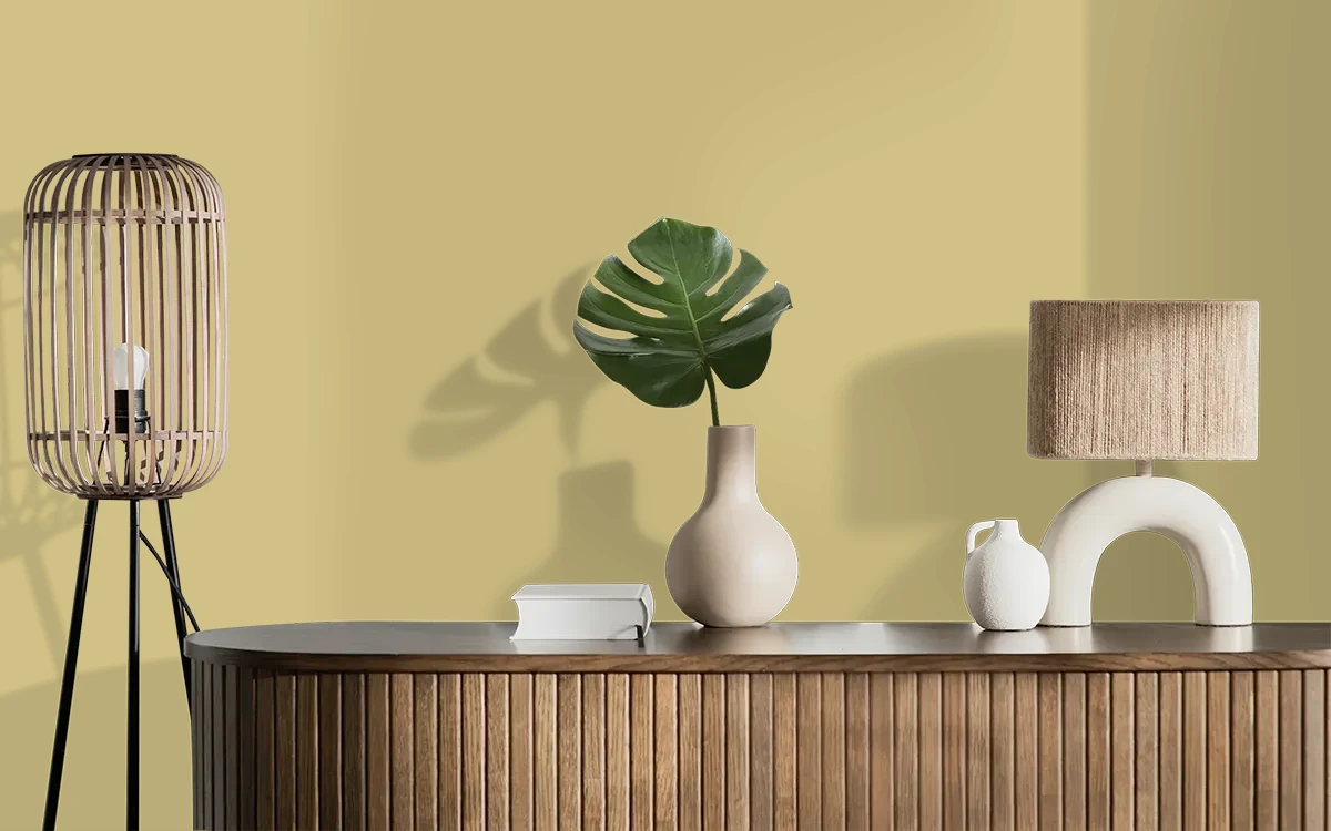 Nippon Paint's NATURAL CANE color on different wall surfaces.