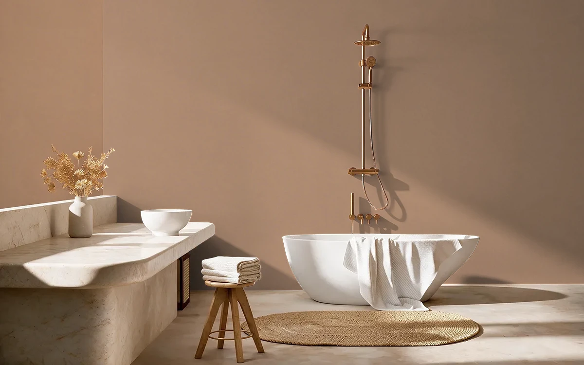 Nippon Paint's NATURAL CEDAR color on different wall surfaces.
