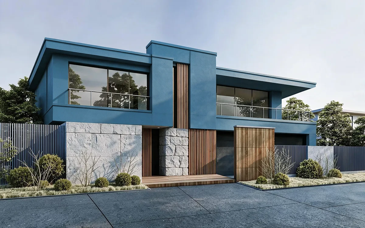 Nippon Paint's NAUTICAL BLUE color on different wall surfaces.