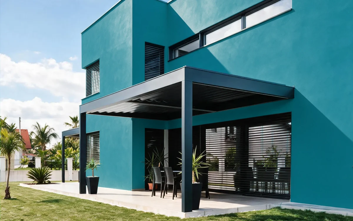 Nippon Paint's NAVAJO TURQUOISE color on different wall surfaces.