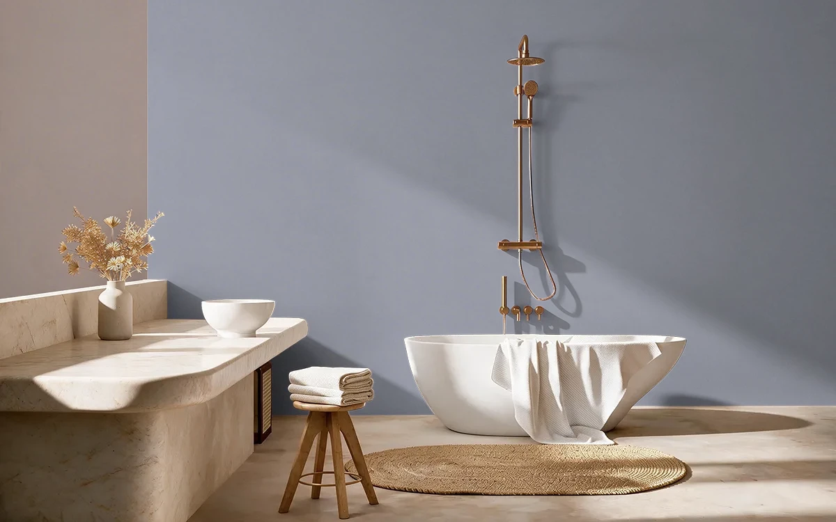 Nippon Paint's NAVY VELVET color on different wall surfaces.