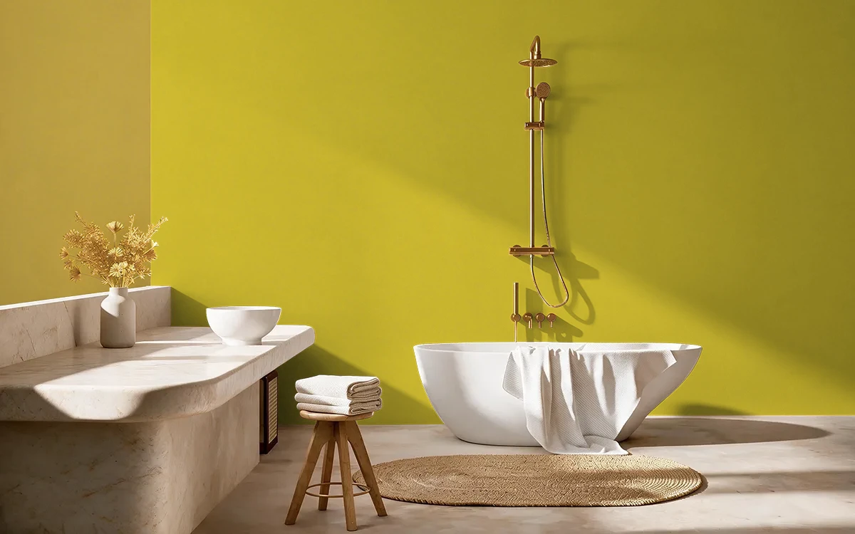 Nippon Paint's NEON CITY color on different wall surfaces.