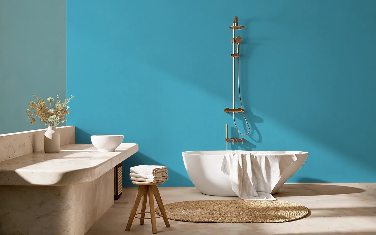 Nippon Paint's NEPTUNE LINER color on different wall surfaces.