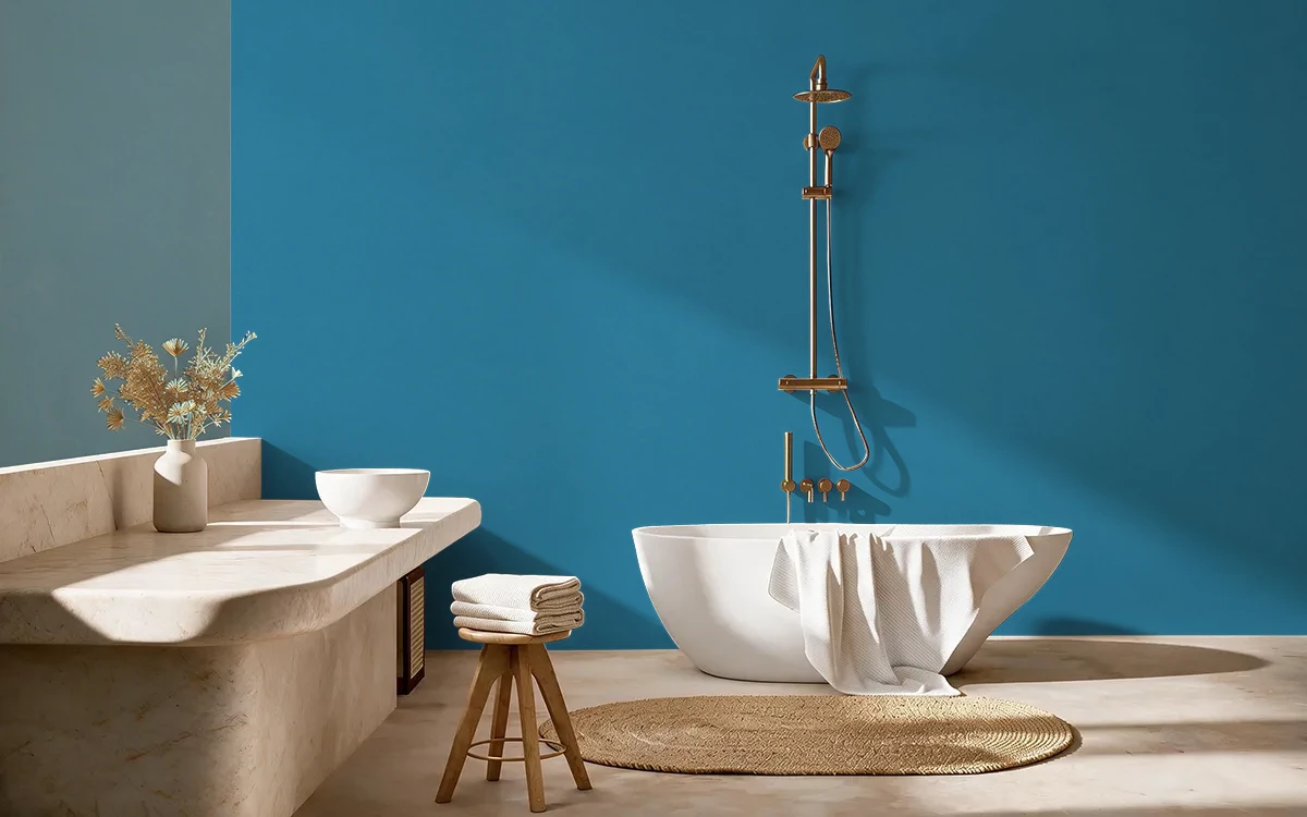 Nippon Paint's NEPTUNE color on different wall surfaces.