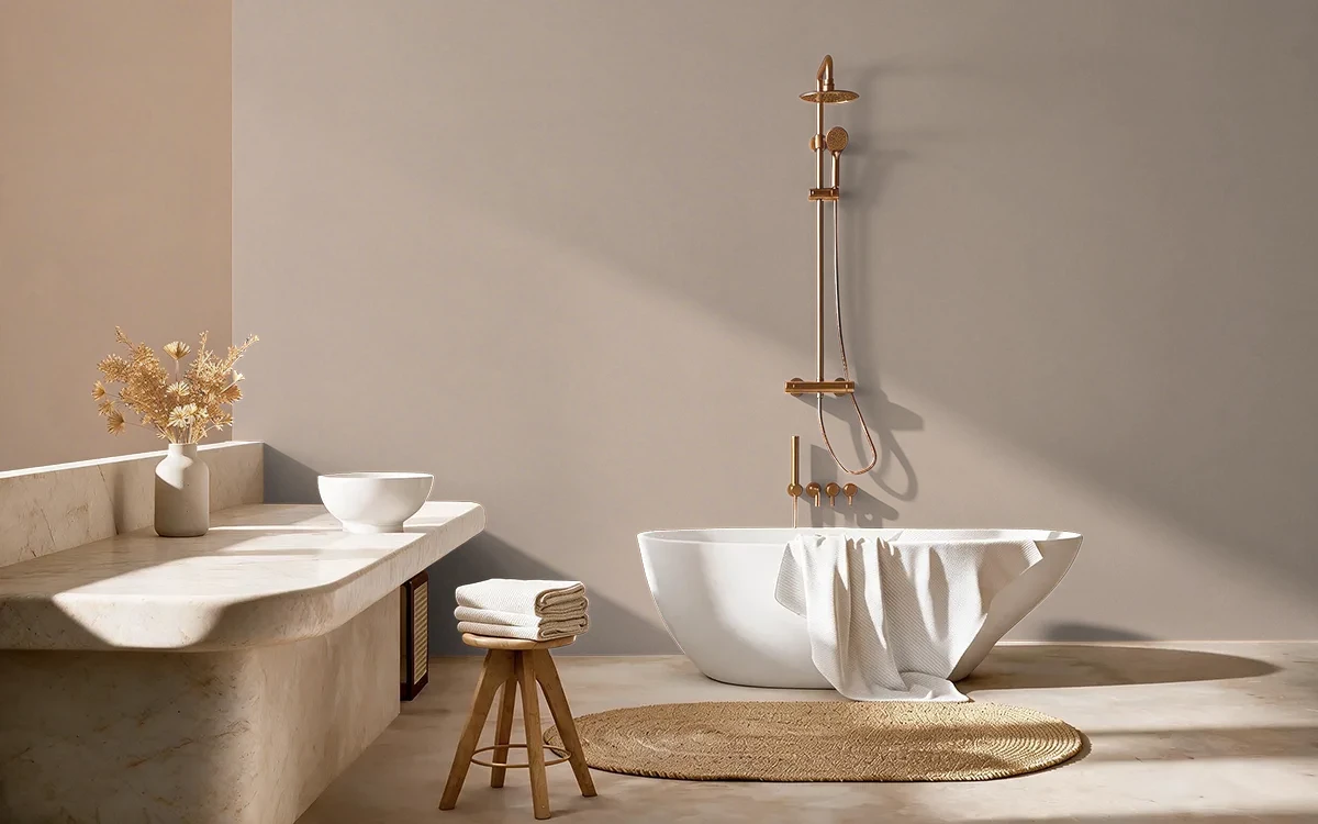 Nippon Paint's NEUTRAL STANCE color on different wall surfaces.
