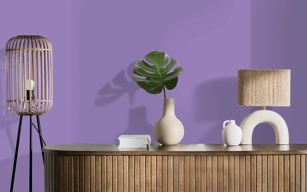 Nippon Paint's NIGHT BLOOM color on different wall surfaces.