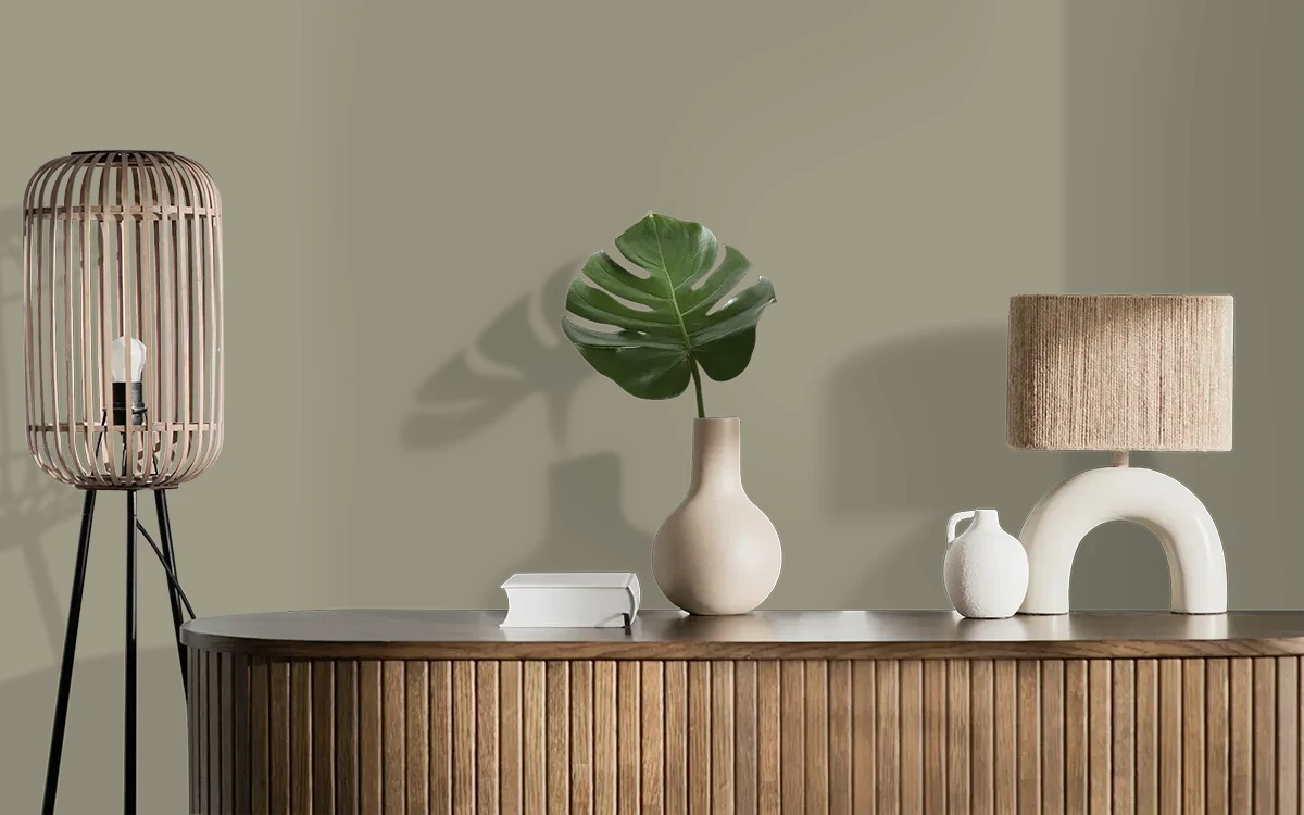 Nippon Paint's NIGHTINGALE color on different wall surfaces.