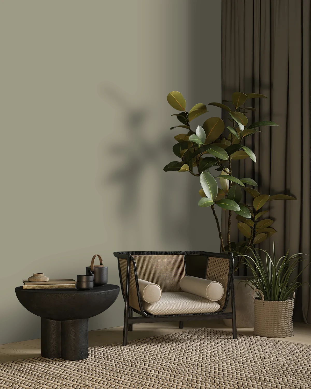 Nippon Paint's NIGHTINGALE color on a beautifully decorated wall.